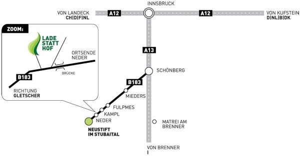 Posizione & Indicazioni stradali per raggiungere il B&B Ladestatthof